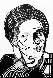 Surportrait: Simone de Beauvoir, 2019 (akryl på papper) av Benoit Erwann Boucherot