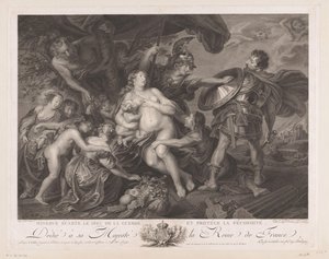 Minerva beschermt från Vruchtbaarheid tegen March Minerva avfärdar krigsguden och skyddar fertiliteten (titel på objekt) av Benoit Louis Henriquez