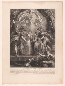 Byte av två drottningar Utbyte av två drottningar. (titel på objekt) Galleriet i Palais du Luxembourg (serietitel) av Benoît Audran