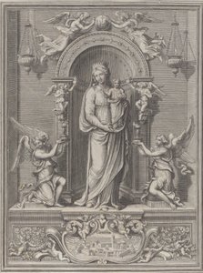 Madonna av Loreto, inom en nisch med en ängel på båda sidor, 1650-1724. av Benoît Farjat