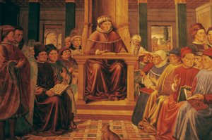 Augustinus undervisar i retorik i Rom av Benozzo di Lese di Sandro Gozzoli
