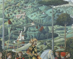 Johannes VII Palaeologus (1391-1448), östromersk kejsare, som Balthasar, en av de tre kungarna, detalj från cykeln Magiernas resa i kapellet, ca 1460 (fresco) av Benozzo di Lese di Sandro Gozzoli