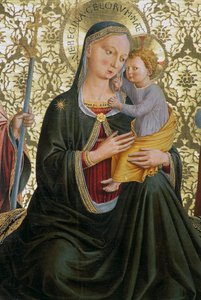 Ödmjukhetens Madonna, av Benozzo Gozzoli (1421-1497), Sapienza Nuova altartavla, Perugia, Umbrien, Italien av Benozzo di Lese di Sandro Gozzoli