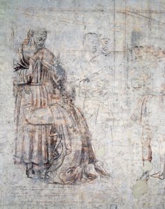 Isak och Rebeccas äktenskap, detalj av sinopia (undermålning) av Benozzo di Lese di Sandro Gozzoli