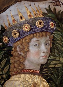 The Voyage of the Magi Cortege des rois mages de Jerusalem a Bethleem kallar på italienska "Viaggio dei Magi" eller "" Cavalcata dei Magi" Detalj av den unge magikern i ansiktet på Laurent den storartade (Laurent de Medici) (processionen av Magi, detalj av av Benozzo di Lese di Sandro Gozzoli
