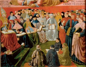 detalj från Triumph of St Thomas Aquinas av Benozzo di Lese di Sandro Gozzoli