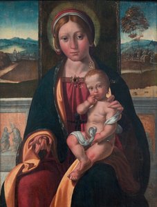 Dansk:  Madonna med Barnet Jungfru Maria och barnet