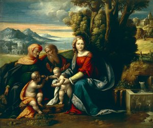 Heligt samtal, av Benvenuto Garofalo (1481-1559) av Benvenuto Tisi da Garofalo
