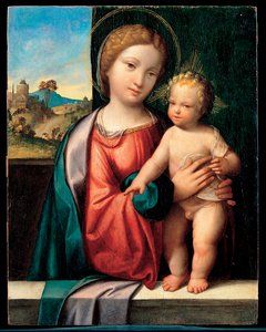 Jungfrun och barnet (Madonna med barnet) - Målning av Benvenuto Tisi da Garofalo (Il Garolafo) (1481-1559), olja på trä, 47,5x37,5 cm