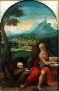 Sankt Jerome (panel) av Benvenuto Tisi da Garofalo