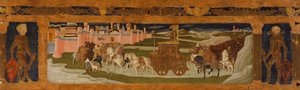 Predella panel: Triumph of David (målning på trä)