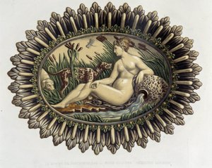 La nymph de Fontainebleau - Plat céramique, i "The work of Bernard Palissy" av C. Delange och C. Borneman, Paris