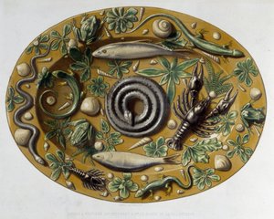 Passin à reptiles - Keramikfat, i "" The work of Bernard Palissy"" av C. Delange och C. Borneman, Paris