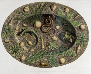 Plate à reptiles - Plate céramique, i "" The work of Bernard Palissy"" av C. Delange och C. Borneman, Paris