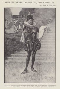 Herbert Beerbohm Tree som Malvolio i en produktion av Shakespeares Twelth Night på Her Majesty