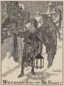 Watchman: Vad händer med natten? (gravyr) av Bernard (after) Partridge