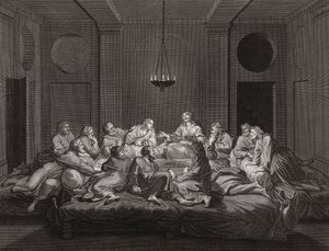Jesus Kristus och apostlarna vid den sista måltiden. (skriva ut) av Bernard (after) Picart