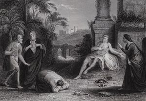 "Herren gav och Herren har tagit bort, välsignat vare Herrens namn" (gravyr) av Bernard (after) Picart