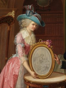 Detalj av porträtt av familjen Villers av Bernard Duvivier