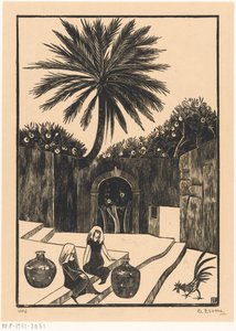Gata med trappor i Taormina på Sicilien av Bernard Essers (signed by artist)
