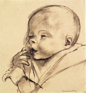 A Baby (penna- och bläcktvätt på papper)