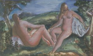 Badande, ca 1940 (gouache på papper)
