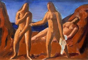 Grupp badgäster (olja ombord)