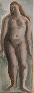 Stående kvinnlig figur (gouache på papper) av Bernard Meninsky