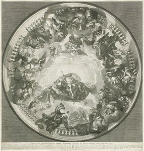 Takmålning som föreställer Kristus som sänder den helige Ande till jorden av Bernard Picart (workshop of)