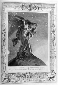 Atlas stöder himlen på sina axlar, 1733 av Bernard Picart