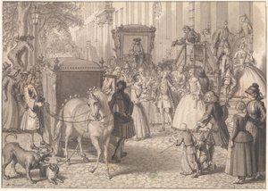 Början av ett bröllopsfölje för ett lutherskt par av Bernard Picart