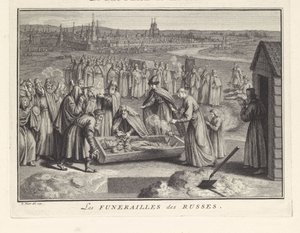 Begravning i Ryssland, 1732 av Bernard Picart