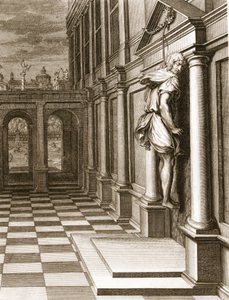Iphis hänger sig i förtvivlan över att han inte kunde vinna Anaxarete, 1731 av Bernard Picart