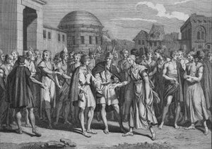 Sätt på vilket LYncas gifter sig med They of his Blood, 1723. av Bernard Picart