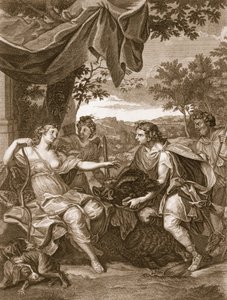 Meleager presenterar vildsvinens huvud till Atalanta, 1731 av Bernard Picart