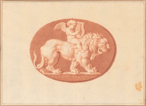 En av sex cameos med mytologiska och klassiska ämnen (röd krita på papper) av Bernard Picart