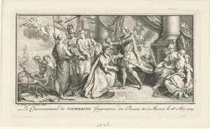 Peter den store kröner sin hustru Katarina I som kejsarinna, 1726 av Bernard Picart