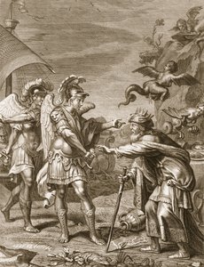 Phineus levereras från harpierna av Calais och Zethes, 1731 av Bernard Picart