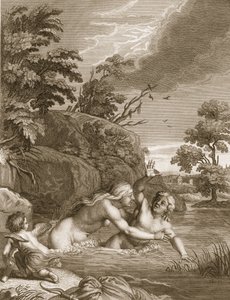 Salmacis och Hemaphroditus förenade i en kropp, 1731 av Bernard Picart