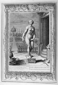 Skulpturen av Pygmalion (gravyr) av Bernard Picart