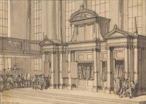 Lagens glädje i den portugisiska synagogan i Amsterdam av Bernard Picart