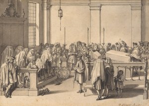 Prästernas välsignelse av folket i den portugisiska synagogan i Haag av Bernard Picart