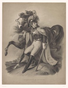 Cuirassier bredvid sin häst Le cuirassier (titel på objekt) Nya litografier med två typer av krita (serietitel) Nouveaux groupes aux deux kritor (serietitel på objekt)