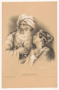 Man med turban och gråtande kvinna Studier i två typer av krita (serietitel) Etude aux deux Crayons (serietitel på objekt)