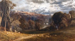 En vy över Knaresborough (akvarell och tusch)