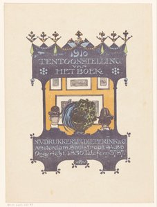 Annons från Amsterdams sten- och boktryckeri Dieperink & Co 1910 Utställning av boken (titel på objekt)