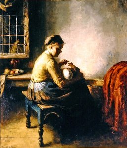 Mamma ammar sitt barn (olja på duk)