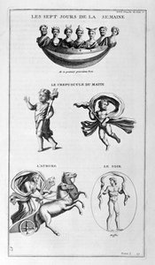 Sju dagar i veckan. Skymning, morgon, gryning, kvällen, 1757