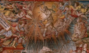 flamländsk gobeläng. Serien The Honours. Fortune, The Way to the Honors (La Fortuna, Camino de los Honores). Femte gobeläng i serien. Modelltecknare från Bernard van Orleys och Jan Gossaert de Mabuses krets. Tillverkning Pieter van Aelst, Brusse av Bernard van Orley