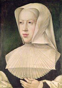 Marguerite de Habsbourg (1480-1530) hertiginna av Savojen (olja på panel) av Bernard van Orley